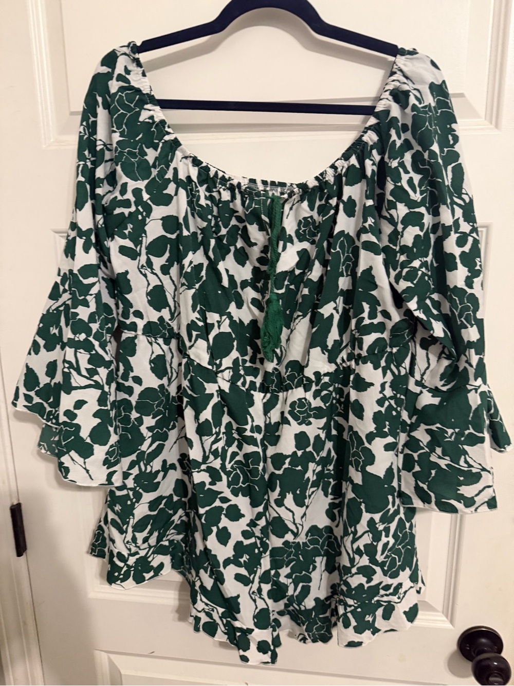 Ladies Green Floral Off-Shoulder romper
